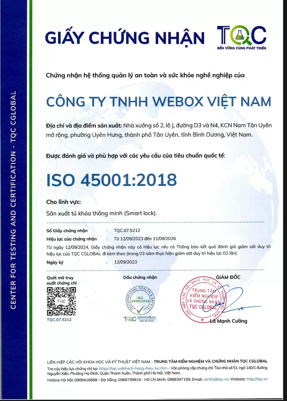 越南质量管理体系认证证书